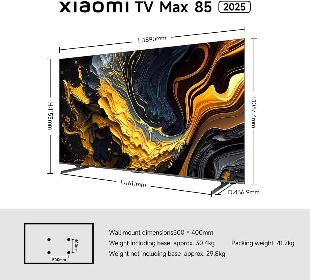 تلویزیون شیائومی ۸۵ اینچ XIAOMI TV MAX 2025 | کیفیت 4K UHD و GOOGLE TV 8 تلویزیون شیائومی ۸۵ اینچ XIAOMI TV MAX 2025 | کیفیت 4K UHD و GOOGLE TV