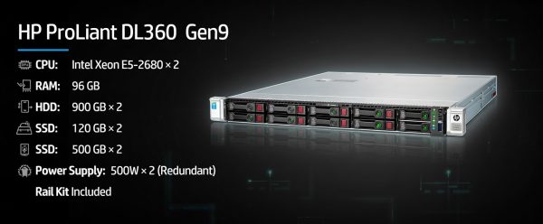 سرور HP ProLiant DL360 Gen9 با دو پردازنده Xeon E5-2680
