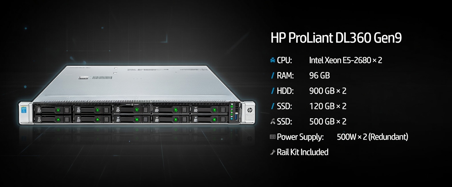سرور HP PROLIANT DL360 GEN9 | دو پردازنده XEON E5-2680 | رم 96GB 7 سرور HP DL360 GEN9 | 2× XEON E5-2680 | رم 96GB | مناسب مجازیسازی و دیتاسنتر